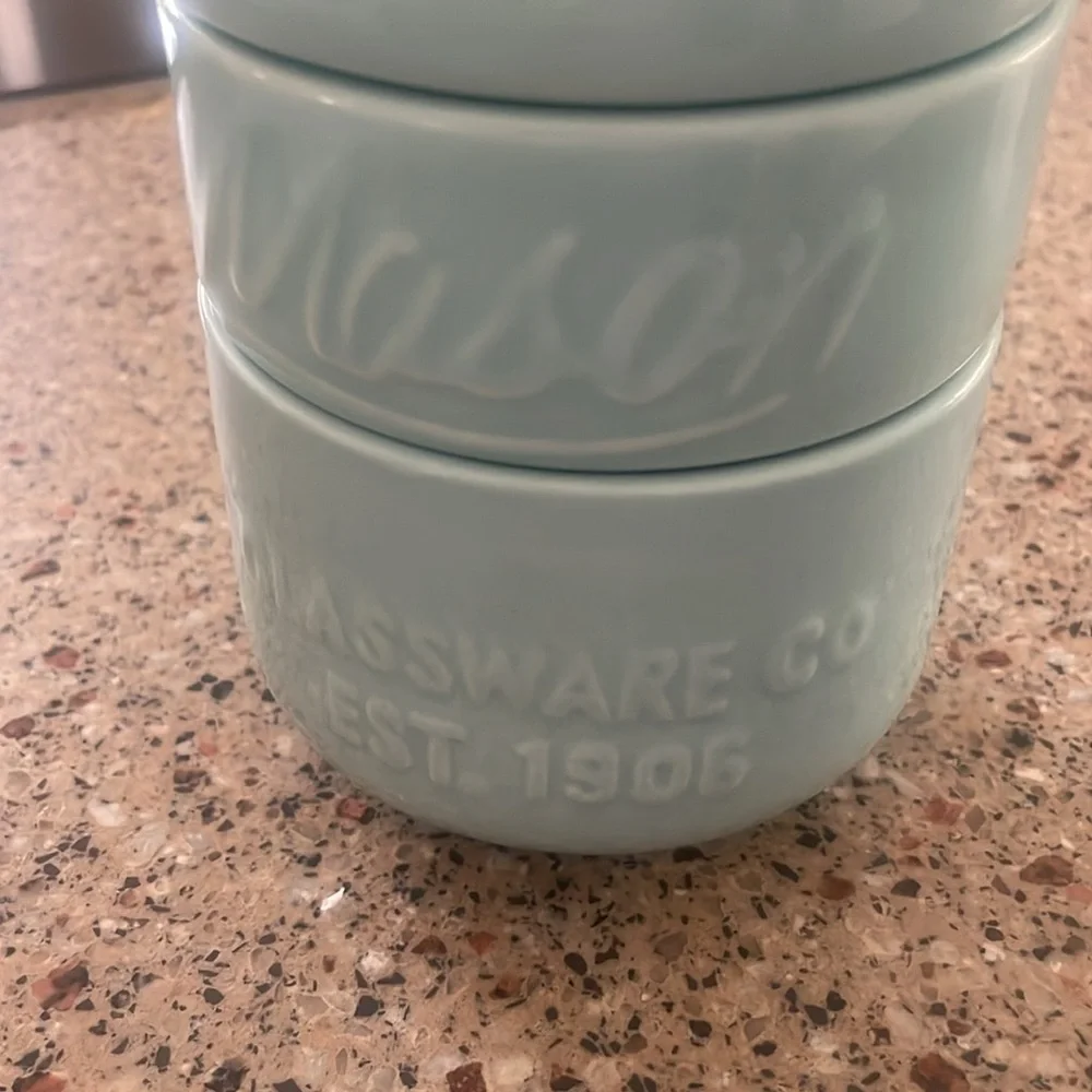 Mason Jar Measuring Cup Set World Market 4 pc Set Ceramic 1/4 to 1 Cup Teal Blue